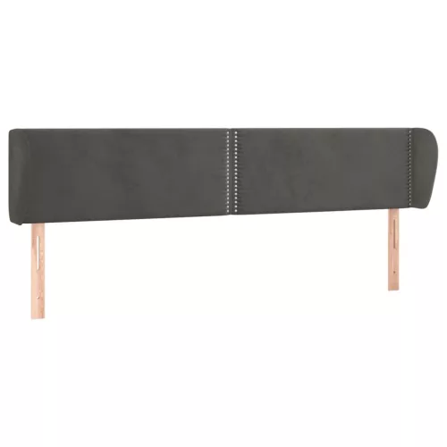  sötétszürke bársony fejtámla szárnyakkal 163x23x78/88 cm