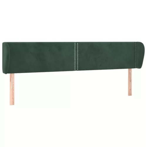  sötétzöld bársony fejtámla szárnyakkal 183x23x78/88 cm