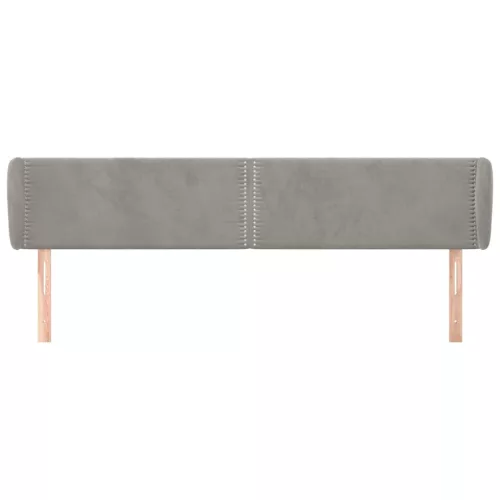  világosszürke bársony fejtámla szárnyakkal 203x23x78/88 cm