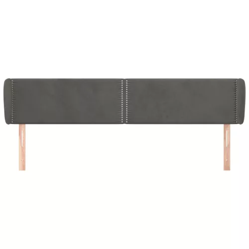  sötétszürke bársony fejtámla szárnyakkal 203x23x78/88 cm