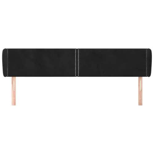  fekete bársony fejtámla szárnyakkal 203x23x78/88 cm