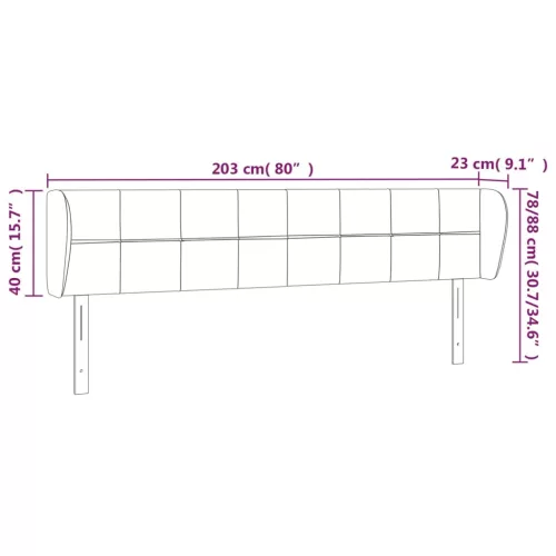  sötétbarna szövet fejtámla szárnyakkal 203x23x78/88 cm