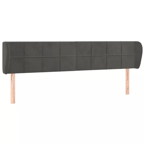  sötétszürke bársony fejtámla szárnyakkal 183x23x78/88 cm