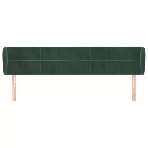  sötétzöld bársony fejtámla szárnyakkal 183x23x78/88 cm