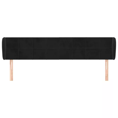  fekete bársony fejtámla szárnyakkal 203x23x78/88 cm