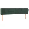  sötétzöld bársony fejtámla szárnyakkal 203x23x78/88 cm