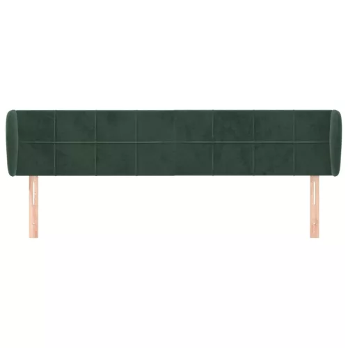 sötétzöld bársony fejtámla szárnyakkal 203x23x78/88 cm