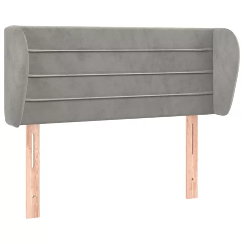  világosszürke bársony fejtámla szárnyakkal 203x23x78/88 cm