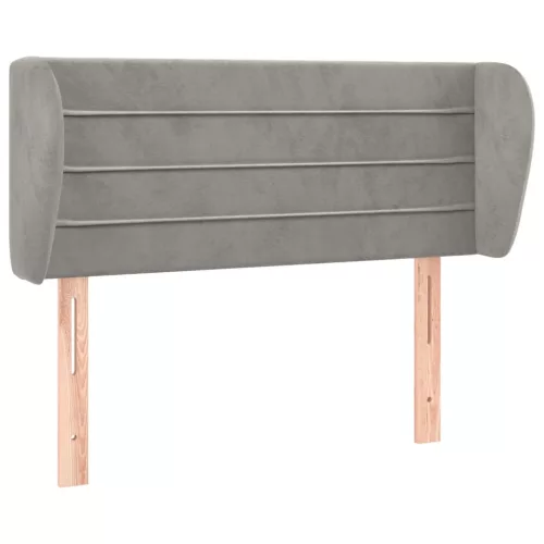  világosszürke bársony fejtámla szárnyakkal 93x23x78/88 cm