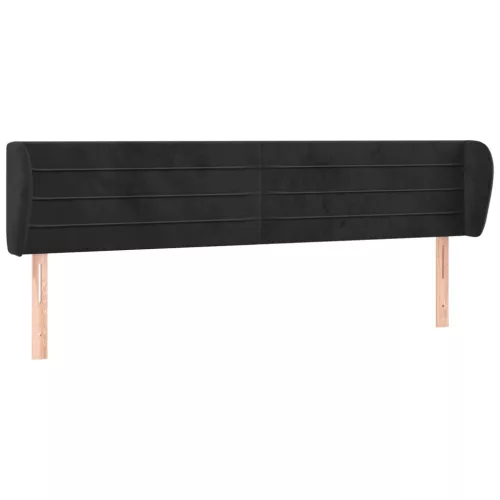  fekete bársony fejtámla szárnyakkal 163x23x78/88 cm