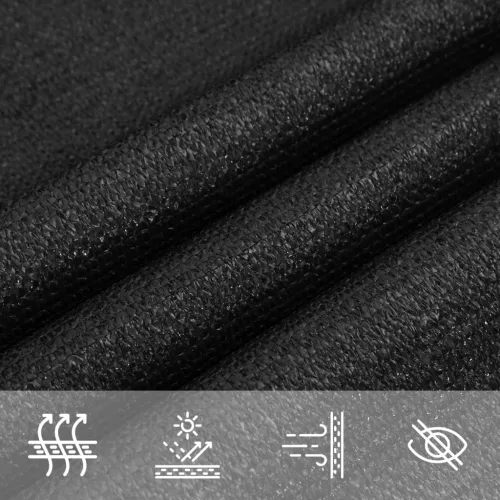  fekete HDPE napvitorla 160 g/m² 3 x 6 m