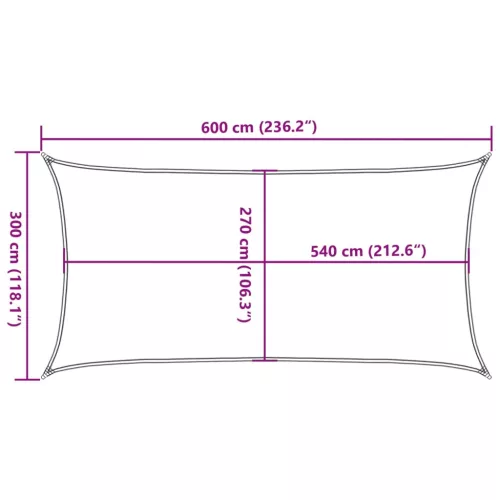  fekete HDPE napvitorla 160 g/m² 3 x 6 m
