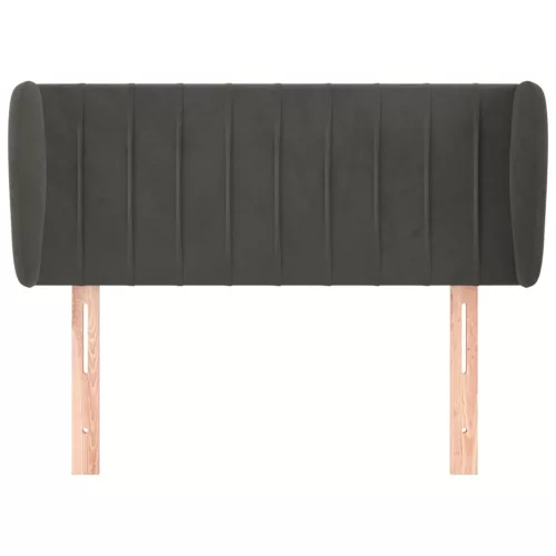  sötétszürke bársony fejtámla szárnyakkal 203x23x78/88 cm