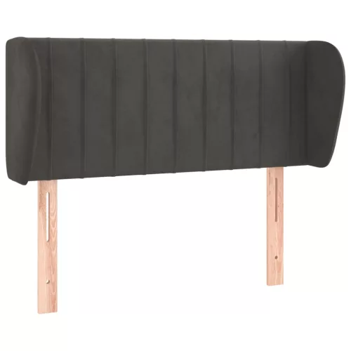  sötétszürke bársony fejtámla szárnyakkal 93x23x78/88 cm