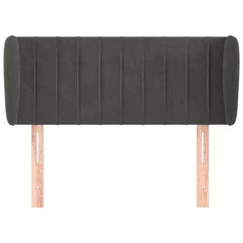  sötétszürke bársony fejtámla szárnyakkal 93x23x78/88 cm