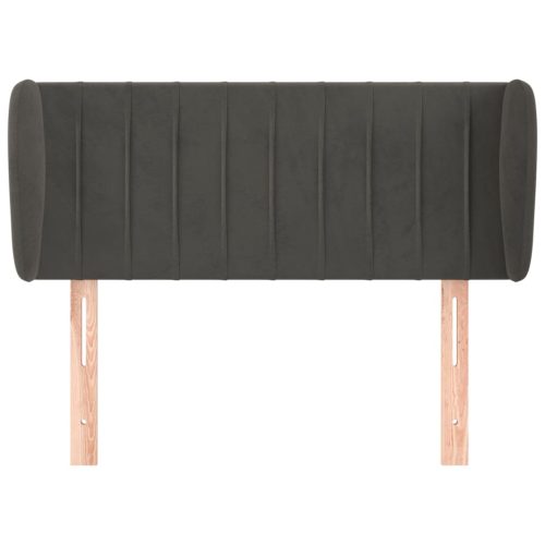  sötétszürke bársony fejtámla szárnyakkal 103x23x78/88 cm