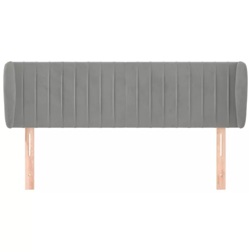  világosszürke bársony fejtámla szárnyakkal 147x23x78/88 cm