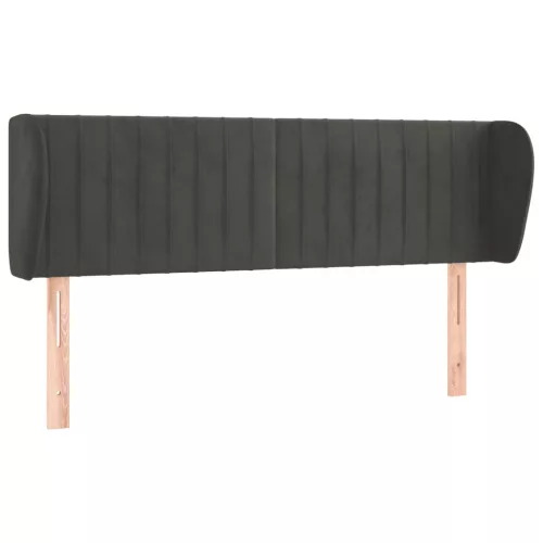  sötétszürke bársony fejtámla szárnyakkal 147x23x78/88 cm