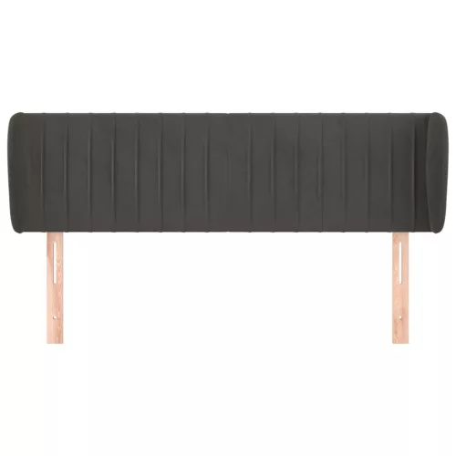  sötétszürke bársony fejtámla szárnyakkal 147x23x78/88 cm