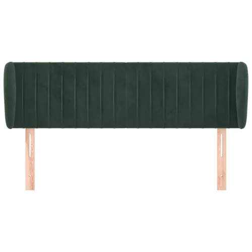  sötétzöld bársony fejtámla szárnyakkal 147x23x78/88 cm 