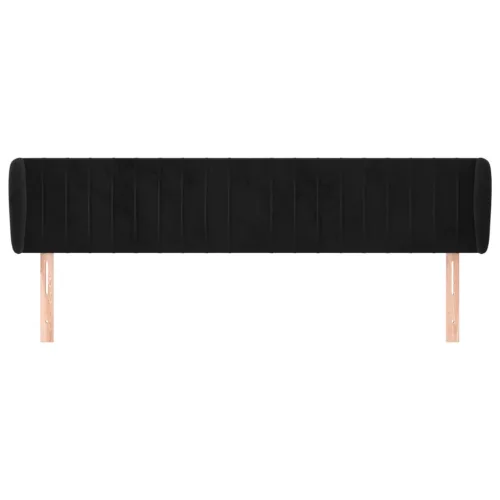  fekete bársony fejtámla szárnyakkal 183x23x78/88 cm