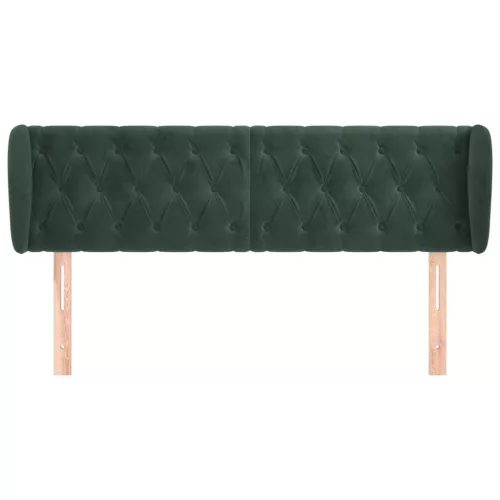  sötétzöld bársony fejtámla szárnyakkal 163x23x78/88 cm