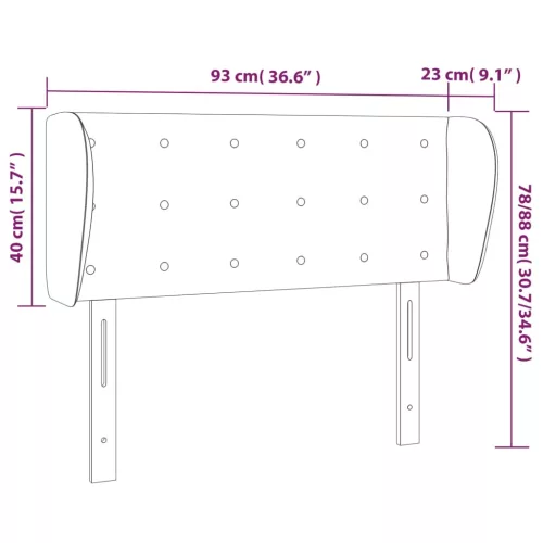  fekete szövet fejtámla szárnyakkal 93x23x78/88 cm