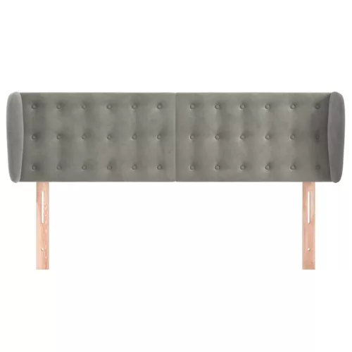  világosszürke bársony fejtámla szárnyakkal 147x23x78/88 cm