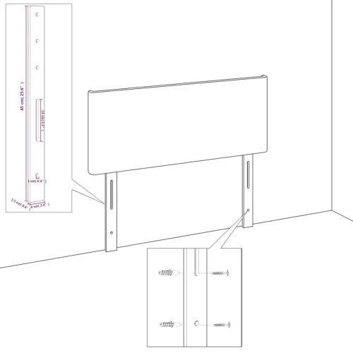  világosszürke bársony fejtámla szárnyakkal 163x23x78/88 cm