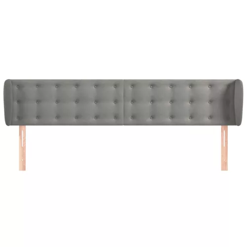  világosszürke bársony fejtámla szárnyakkal 183x23x78/88 cm