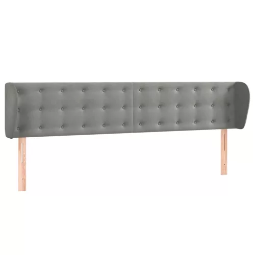  világosszürke bársony fejtámla szárnyakkal 203x23x78/88 cm