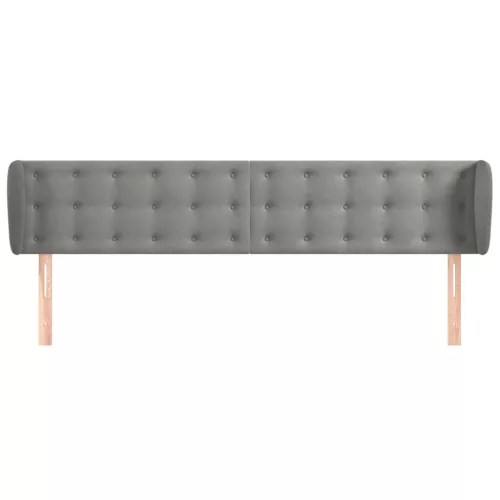  világosszürke bársony fejtámla szárnyakkal 203x23x78/88 cm