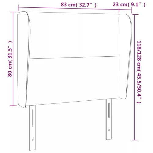  sötétszürke szövet fejtámla szárnyakkal 83 x 23 x 118/128 cm