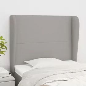    világosszürke szövet fejtámla szárnyakkal 103 x 23 x 118/128 cm