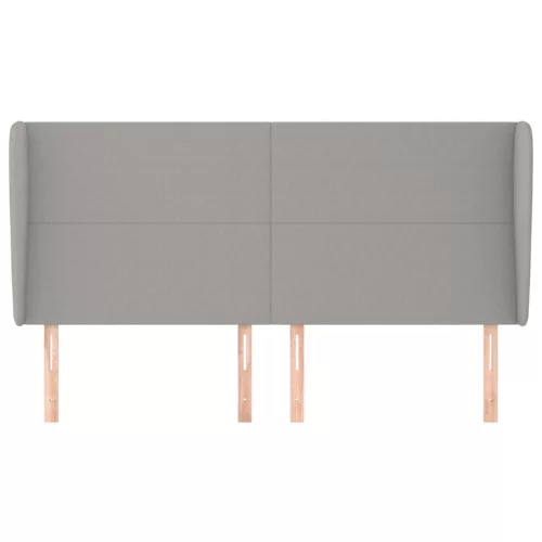  világosszürke szövet fejtámla szárnyakkal 203x23x118/128 cm