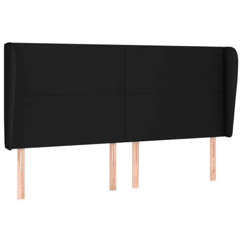  fekete szövet fejtámla szárnyakkal 203x23x118/128 cm