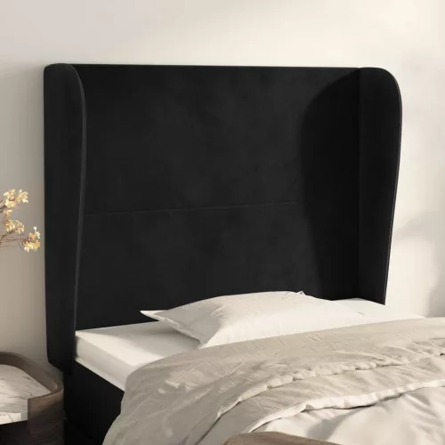  fekete bársony fejtámla szárnyakkal 93 x 23 x 118/128 cm