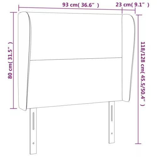  fekete bársony fejtámla szárnyakkal 93 x 23 x 118/128 cm