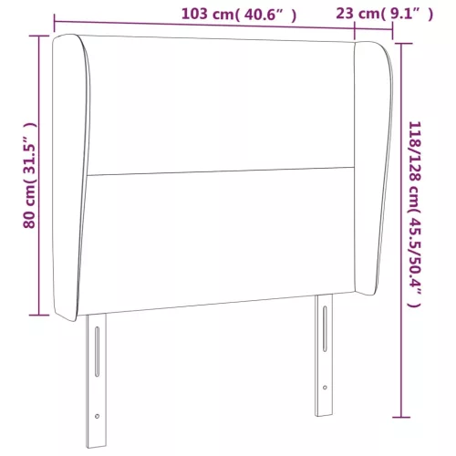  sötétkék bársony fejtámla szárnyakkal 103 x 23 x 118/128 cm