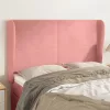  rózsaszín bársony fejtámla szárnyakkal 147x23x118/128 cm