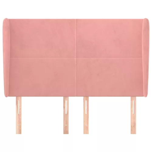  rózsaszín bársony fejtámla szárnyakkal 147x23x118/128 cm
