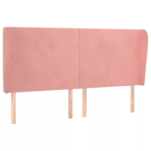 rózsaszín bársony fejtámla szárnyakkal 103x23x118/128 cm