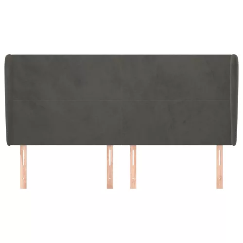  sötétszürke bársony fejtámla szárnyakkal 203x23x118/128 cm