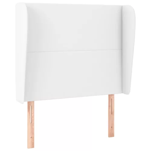  fehér műbőr fejtámla szárnyakkal 93x23x118/128 cm