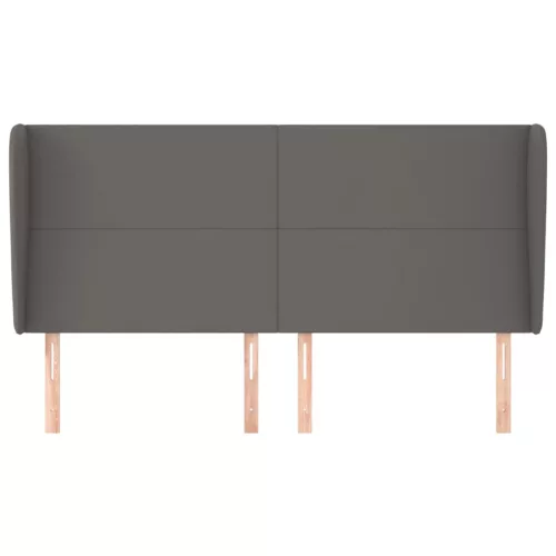  szürke műbőr fejtámla szárnyakkal 203x23x118/128 cm