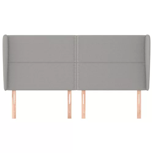  világosszürke szövet fejtámla szárnyakkal 183x23x118/128 cm