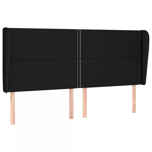  fekete szövet fejtámla szárnyakkal 203x23x118/128 cm