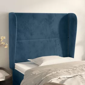    sötétkék bársony fejtámla szárnyakkal 83 x 23 x 118/128 cm