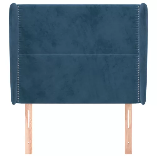  sötétkék bársony fejtámla szárnyakkal 83 x 23 x 118/128 cm