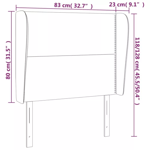  sötétkék bársony fejtámla szárnyakkal 83 x 23 x 118/128 cm